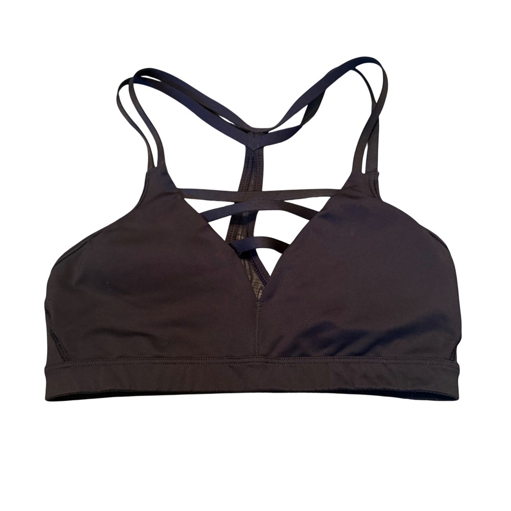 Victoria's Secret Sport Strappy Back Sports Bra Bralette Black Yoga Padded XS
